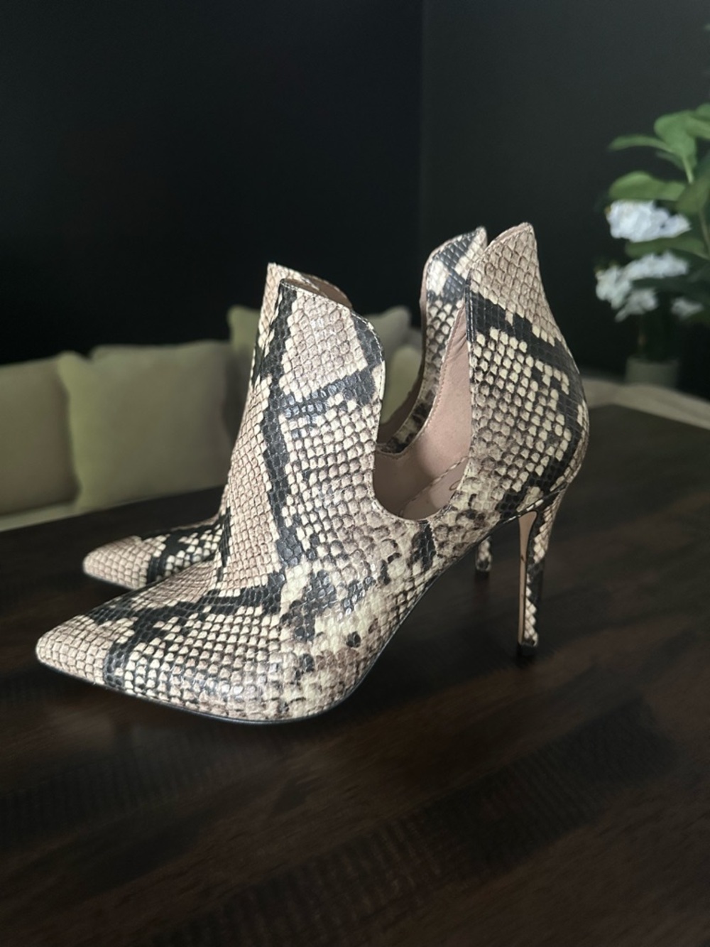 Aldo Snake-Print Booties - Beige/Black - Picture 3 of 5